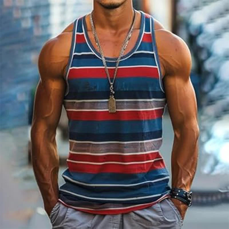 Vintage Striped Graphic Tank Tops