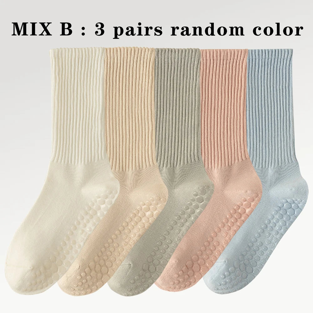 3 Pairs of Cotton Anti Slip Yoga Socks