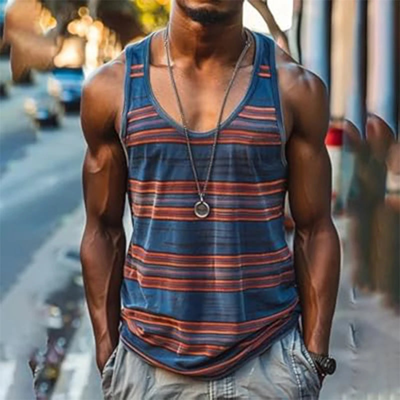 Vintage Striped Graphic Tank Tops