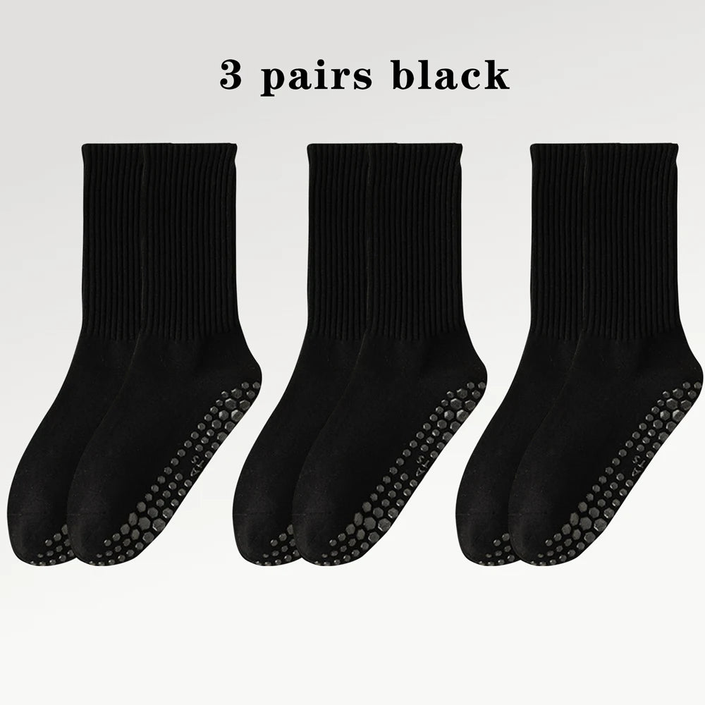 3 Pairs of Cotton Anti Slip Yoga Socks