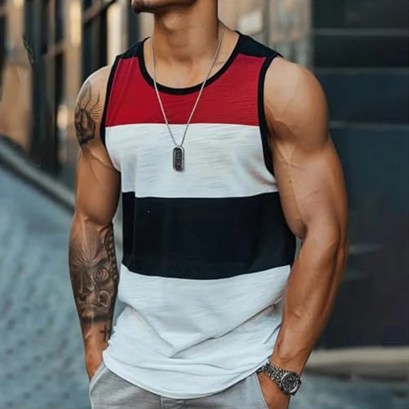 Vintage Striped Graphic Tank Tops
