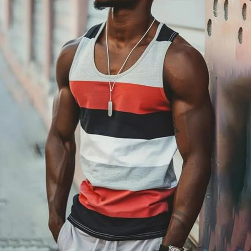 Vintage Striped Graphic Tank Tops