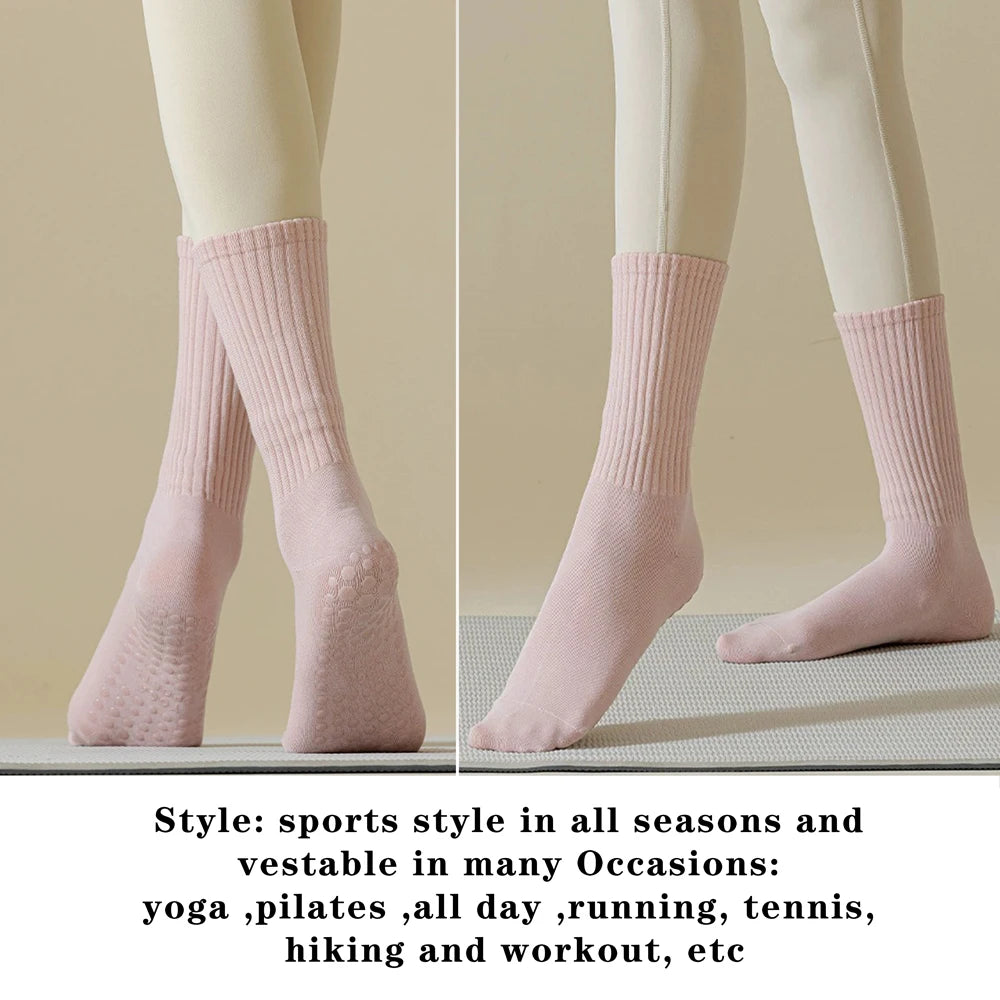 3 Pairs of Cotton Anti Slip Yoga Socks