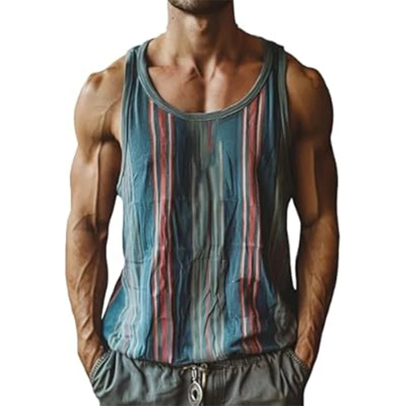 Vintage Striped Graphic Tank Tops