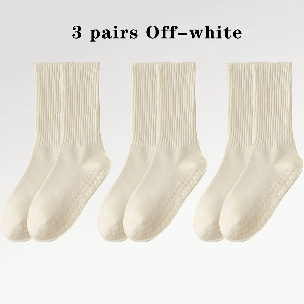 3 Pairs of Cotton Anti Slip Yoga Socks